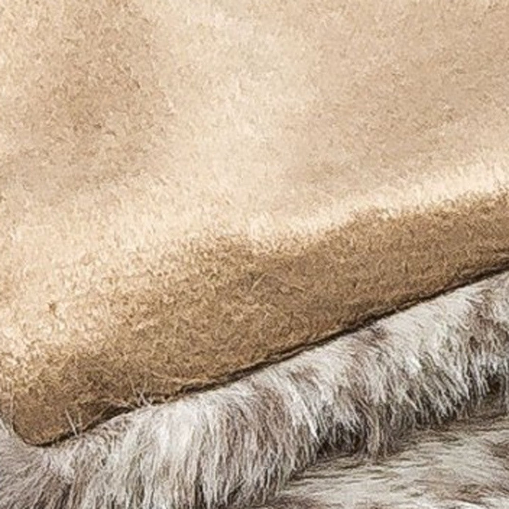 50" X 60" Brown and Taupe Faux Fur Animal Print Plush Throw Blanket-7