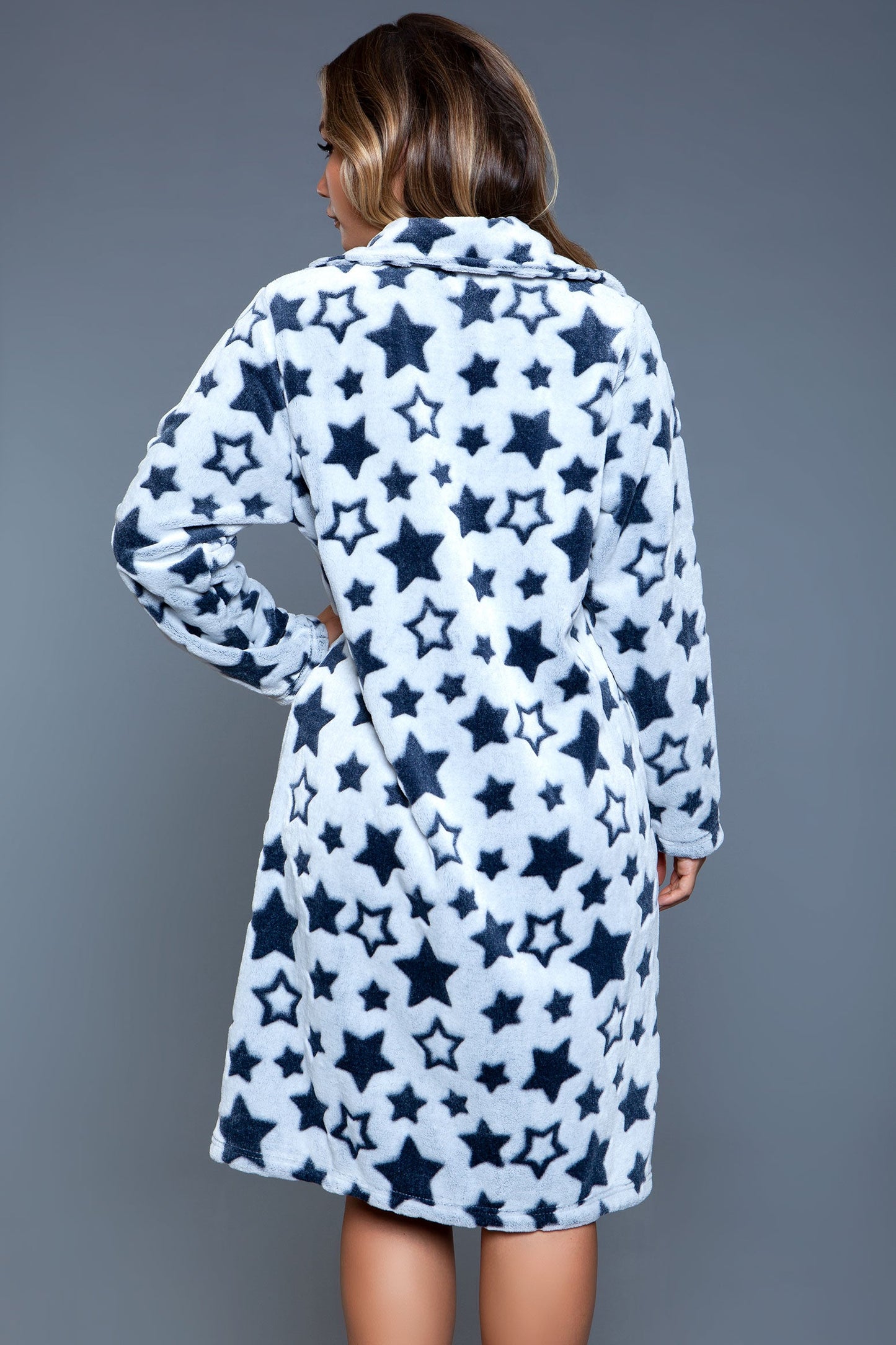 2068 Starry Robe - Celestial Themed Plush Lounge Robe-3