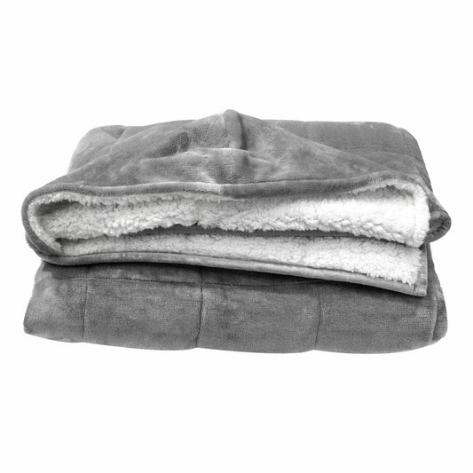 Grey Weighted Velvet Throw Blanket - Hooded for Ultimate Comfort-0