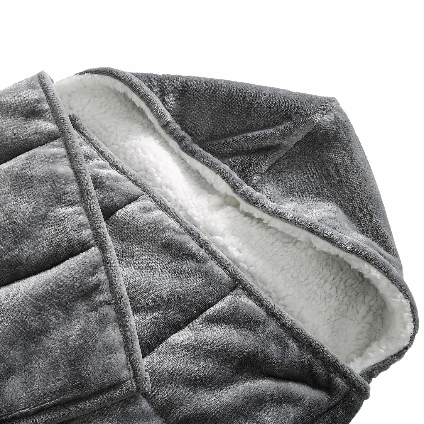 Grey Weighted Velvet Throw Blanket - Hooded for Ultimate Comfort-2