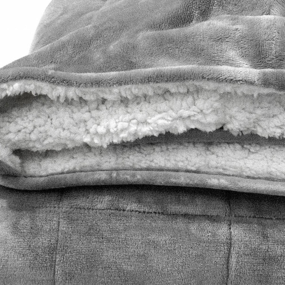 Grey Weighted Velvet Throw Blanket - Hooded for Ultimate Comfort-3