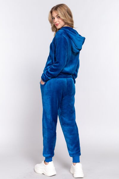 ACTIVE BASIC Faux Fur Lounge Set - Zip Up Hoodie & Joggers-1