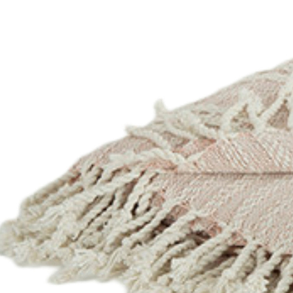 Blush Woven 100% Cotton Throw Blanket - Ultra-Soft Luxury Comfort-4