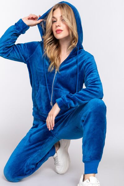 ACTIVE BASIC Faux Fur Lounge Set - Zip Up Hoodie & Joggers-0