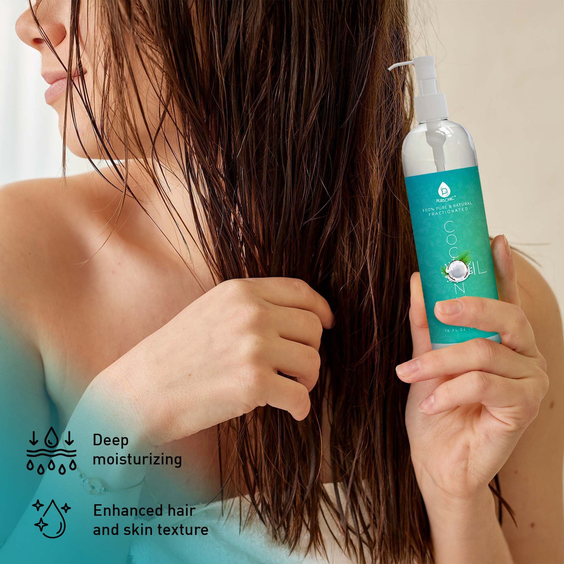 Hair Strengthening Bundle: Pursonic Fractionated Coconut Oil, One-Step Hair Dryer & Volumizer Brush, and Cold-Pressed Castor Oil-2