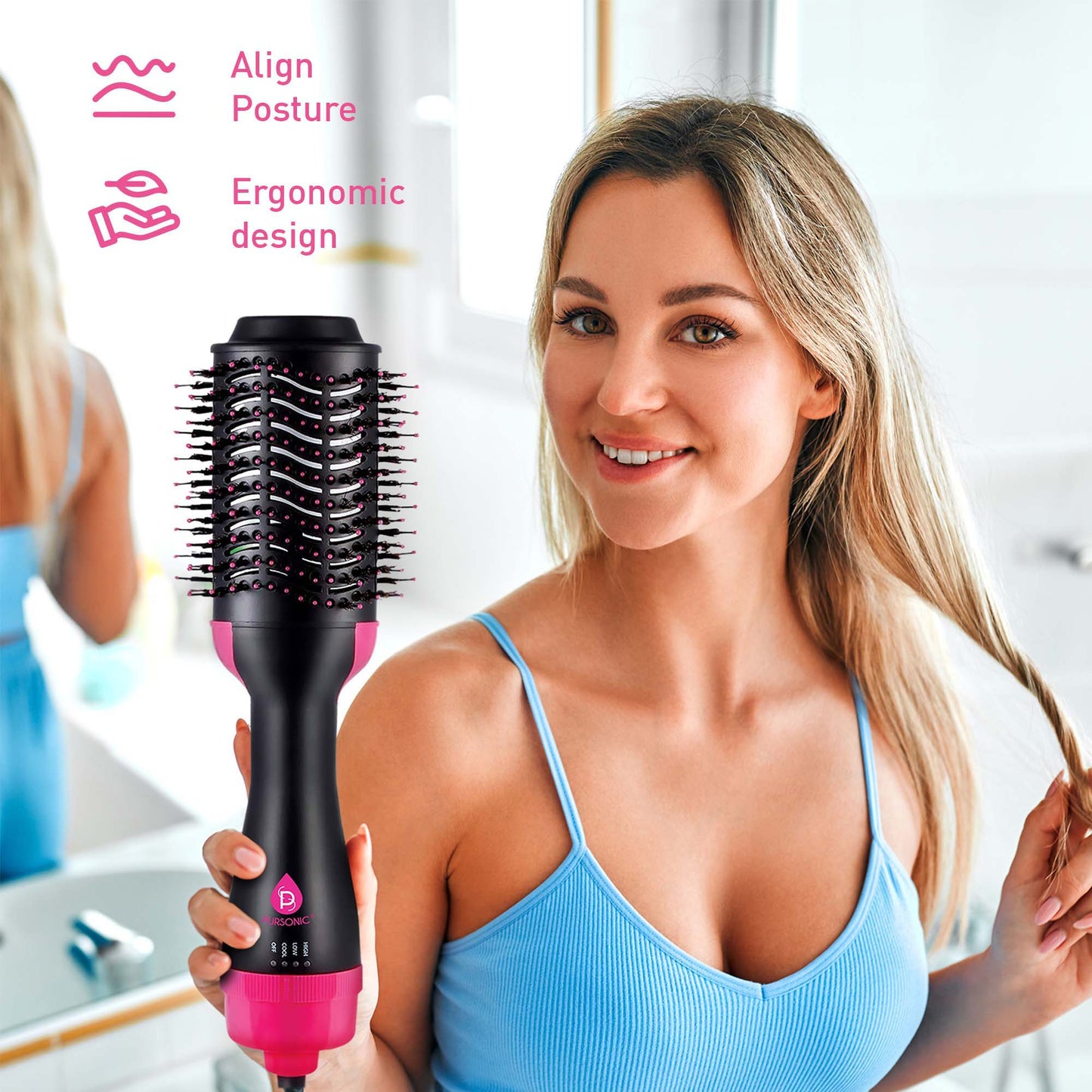 Hair Strengthening Bundle: Pursonic Fractionated Coconut Oil, One-Step Hair Dryer & Volumizer Brush, and Cold-Pressed Castor Oil-3