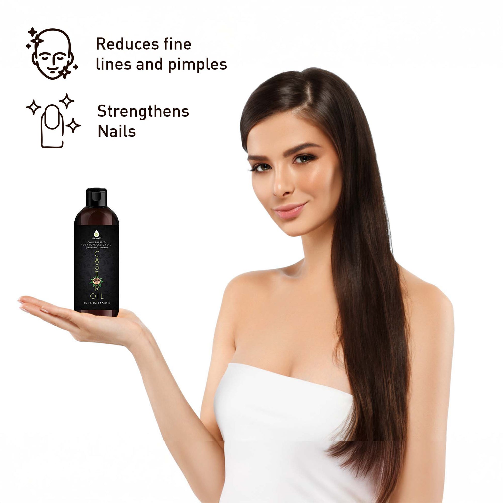 Hair Strengthening Bundle: Pursonic Fractionated Coconut Oil, One-Step Hair Dryer & Volumizer Brush, and Cold-Pressed Castor Oil-1