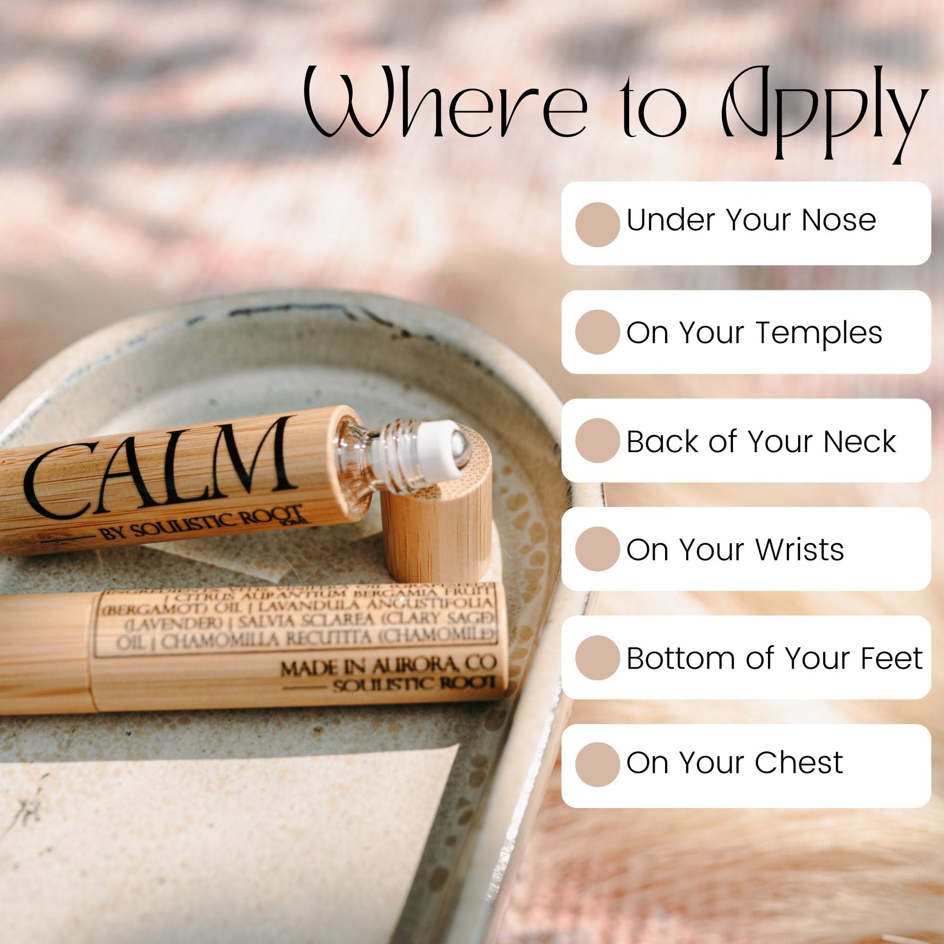 Calm Essential Oil Bamboo Roller - Portable Aromatherapy Relief-3