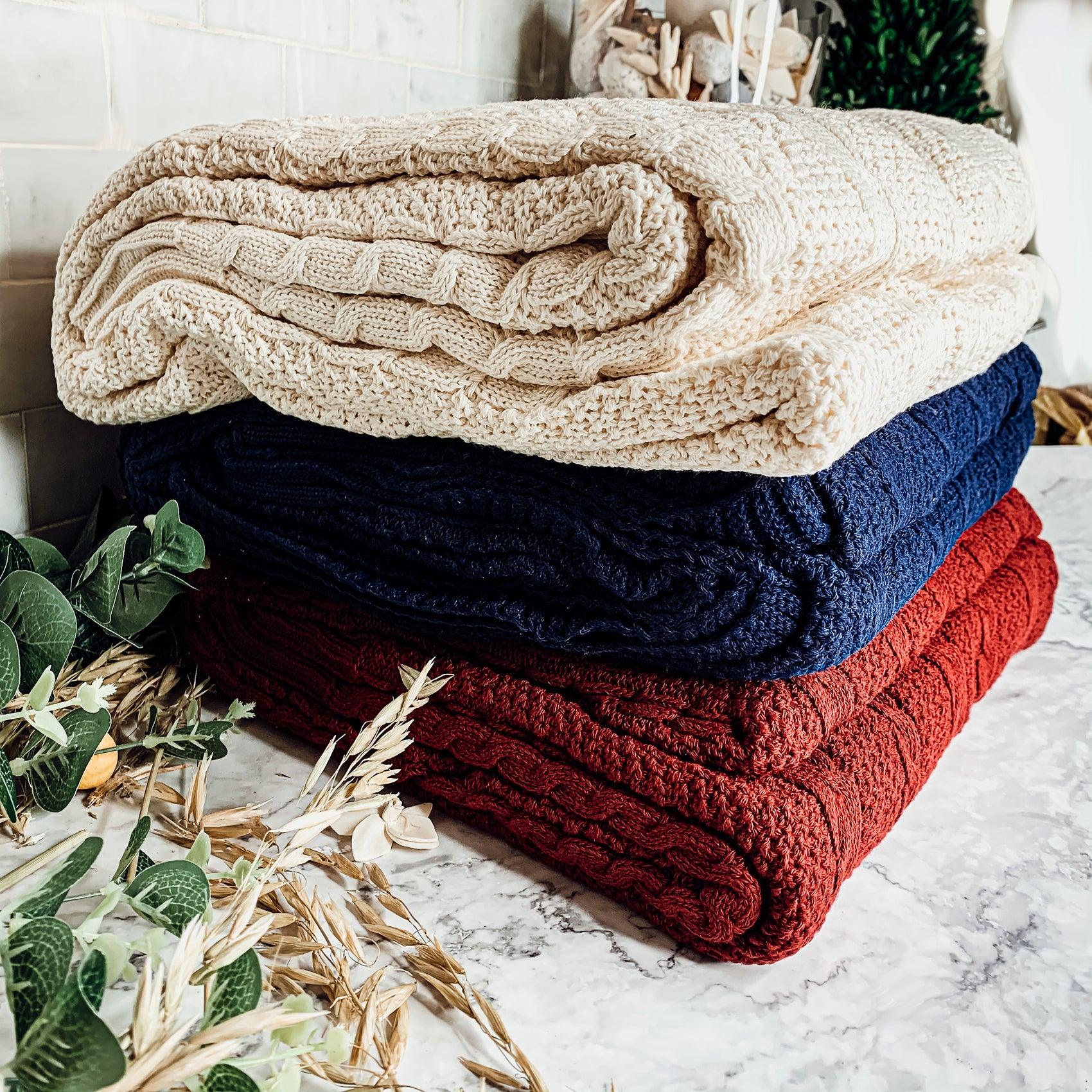 Claret Knit Sweater Throw - Cozy Knit Blanket for Fall Evenings-1