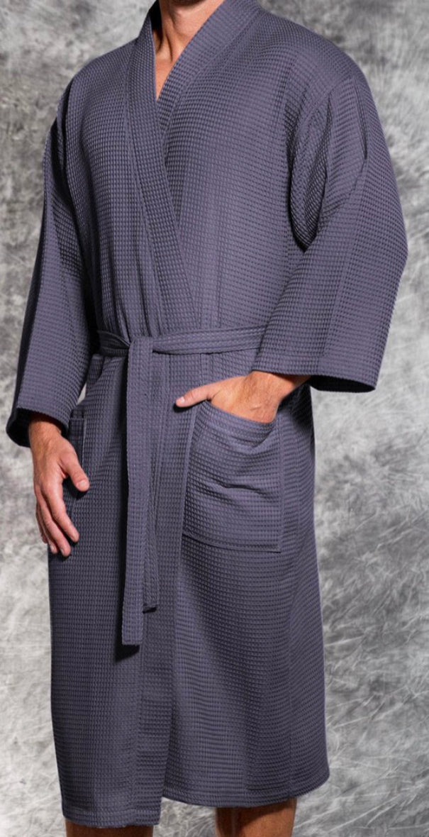 Waffle Spa Bath Kimono Long Robe - Luxurious Lounge Wear-5