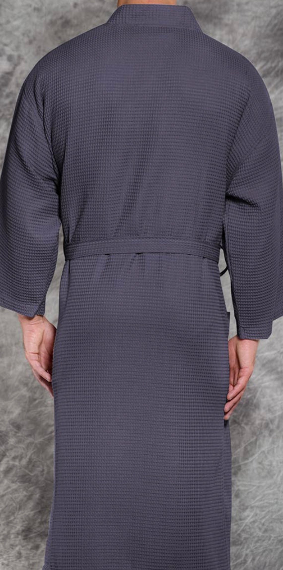 Waffle Spa Bath Kimono Long Robe - Luxurious Lounge Wear-3