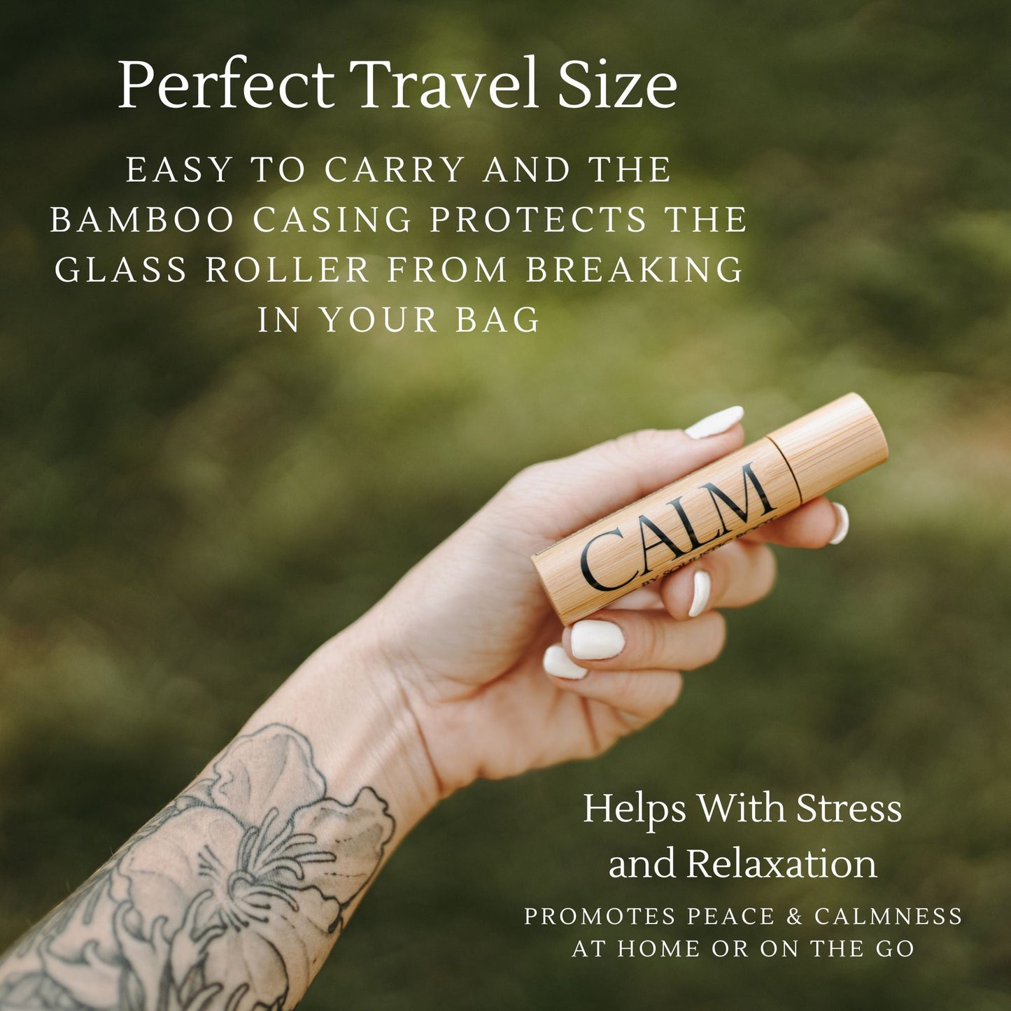Calm Essential Oil Bamboo Roller - Portable Aromatherapy Relief-4