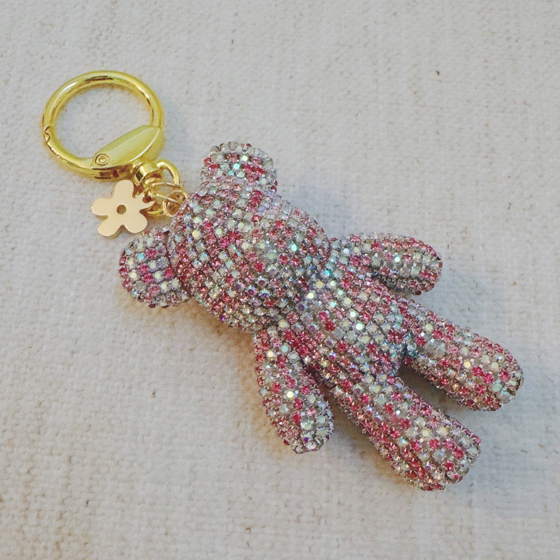 Twinkle Teddy Bag Charm - Pink Crystal Bear Accessory-1