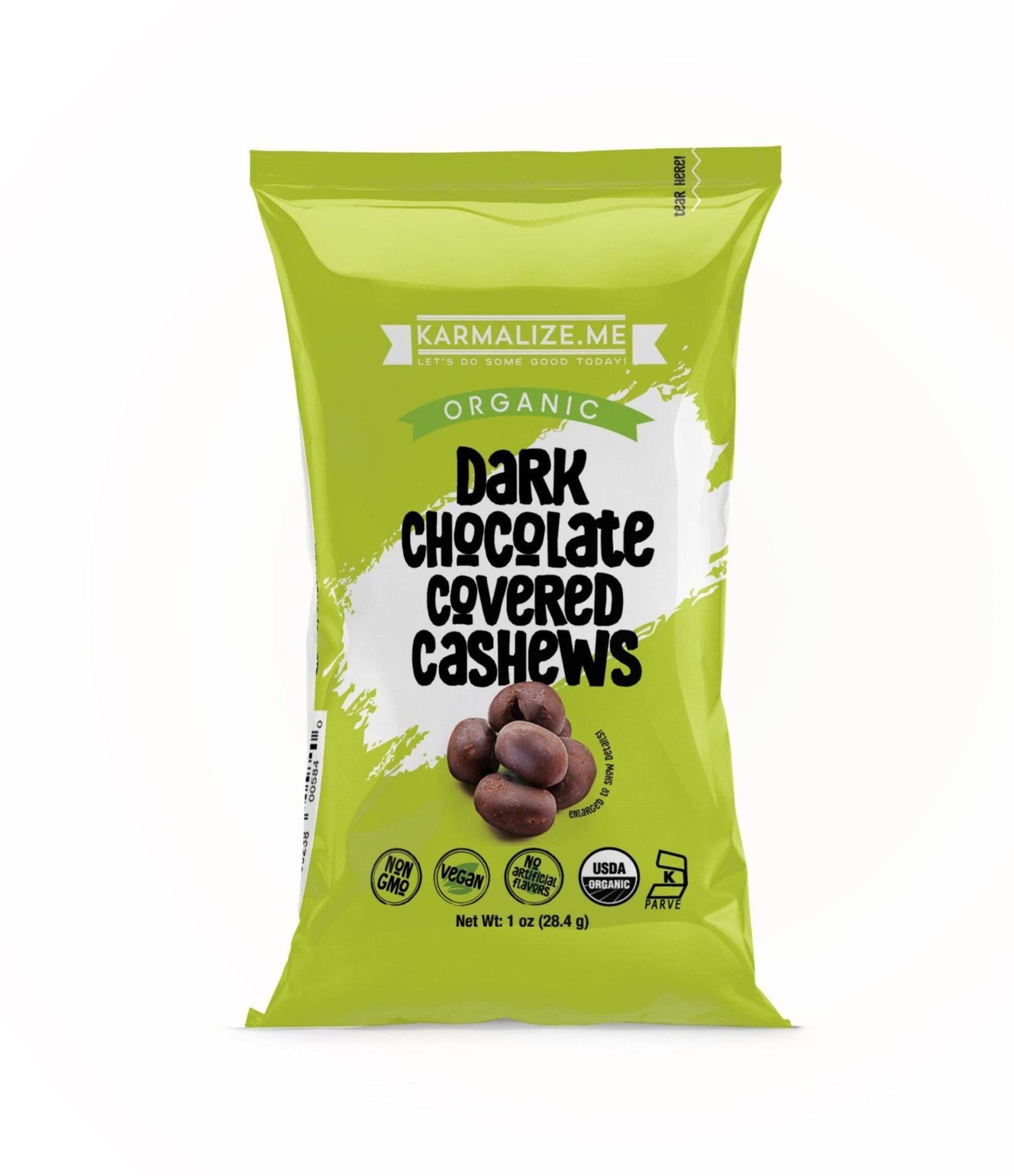 Organic Vegan Dark Chocolate Covered Cashews - Pack of 6 - Sweet & Salty Snack-0
