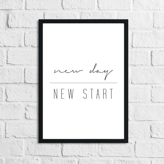 New Day New Start Inspirational Wall Art - Motivational Quote Print-0