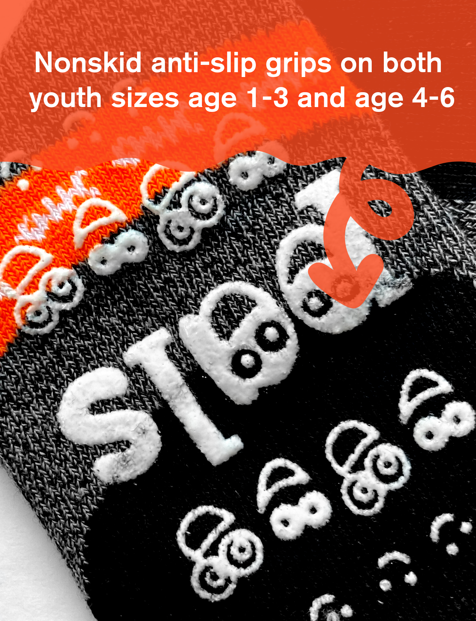 Kids Bat & Black Cat No-Slip Socks - Halloween Themed Grip Socks-2