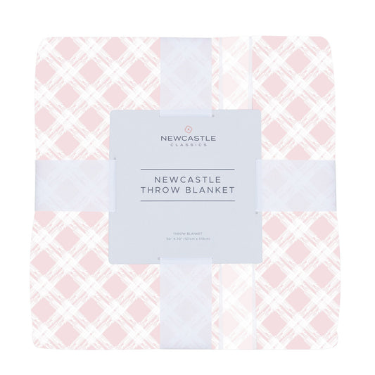 Primrose Pink Plaid Throw Blanket - Cotton Muslin Comfort-0